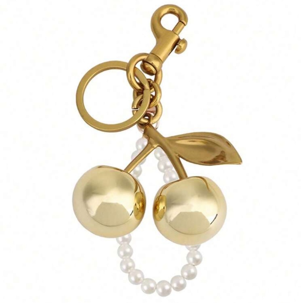 Gold and White Bag Charm with Pearl Accents - Picture 6 of 6